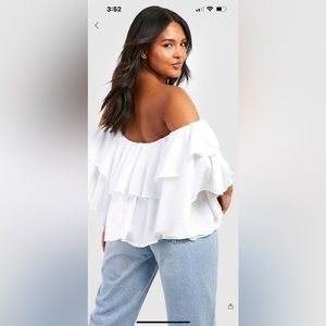 OFF THE SHOULDER RUFFLE PEPLUM TOP